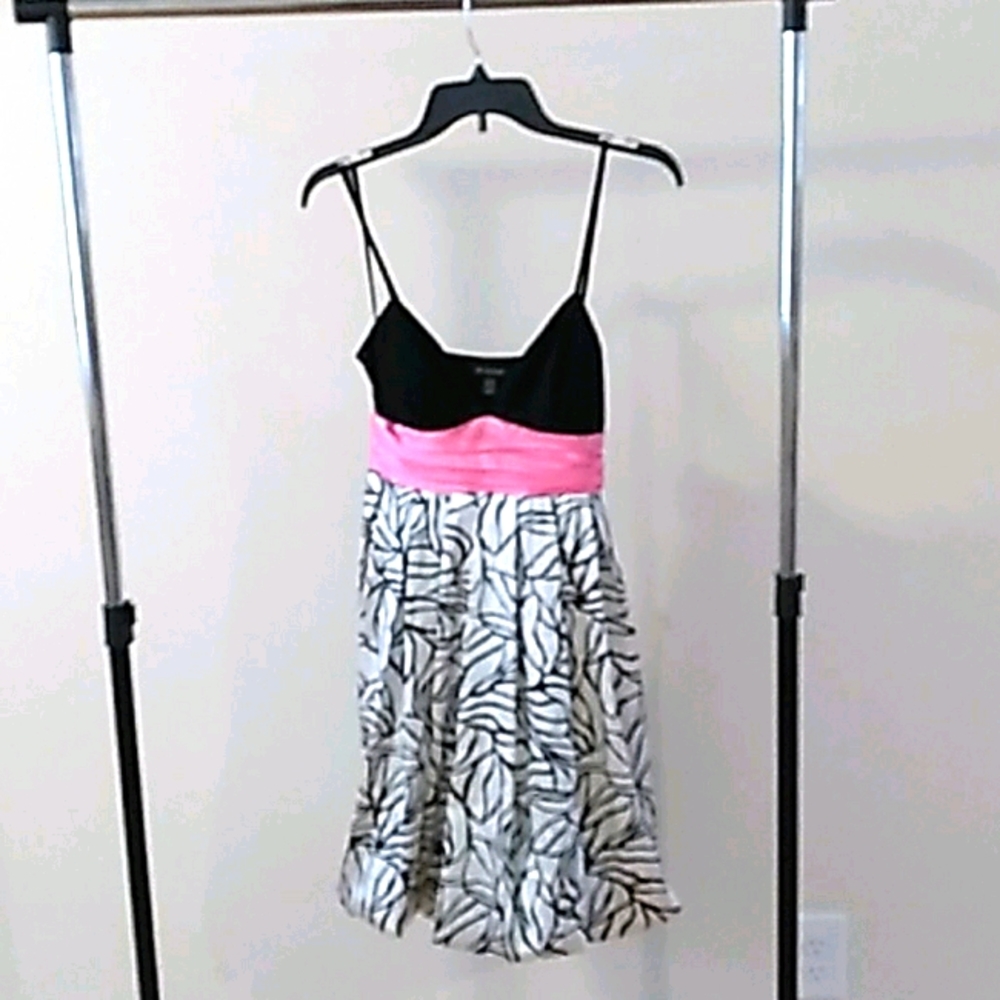 Black, pink and white bubble dress, satin material